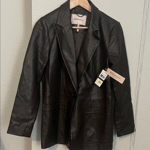 BCBG Dark Faux Leather Jacket